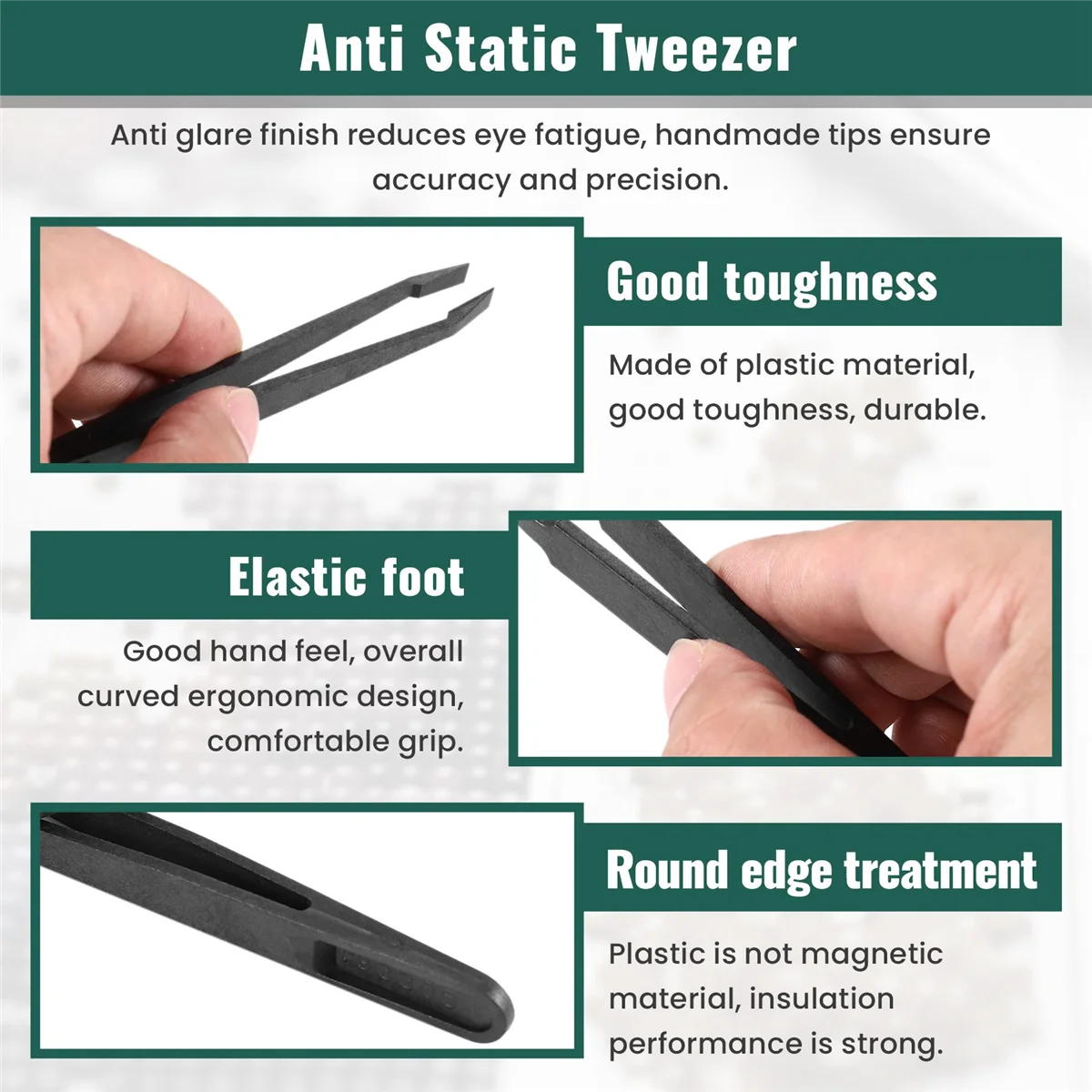 A06K Набор прецизионных пинцетов, 6 шт., пластиковый антистатический набор инструментов, размер 1/2/3/5/6/8 каждый (черный)
A06K Набор прецизионных пинцетов, 6 шт., пластиковый антистатический набор инструментов, размер 1/2/3/5/6/8 каждый (черный)