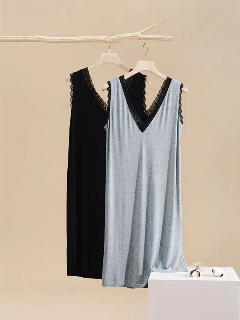 Sexy Lace Sleeveless V-Neck Sleepwear Loose Midi Home Clothes Nightgown Outdoor Wearable plus Size Comfortable Summer Pyjama
Sexy Lace Sleeveless V-Neck Sleepwear Loose Midi Home Clothes Nightgown Outdoor Wearable plus Size Comfortable Summer Pyjama