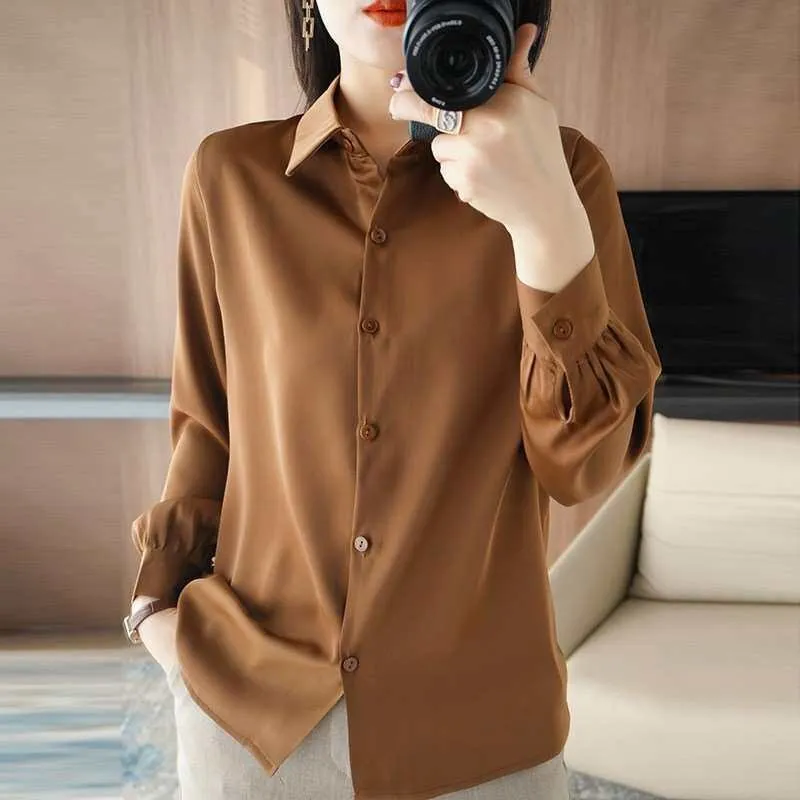Spring New Style Women's Silk Satin Shirt Long Sleeve Neckline Commute Style Comfortable Breathable Skin-Friendly
Spring New Style Women's Silk Satin Shirt Long Sleeve Neckline Commute Style Comfortable Breathable Skin-Friendly