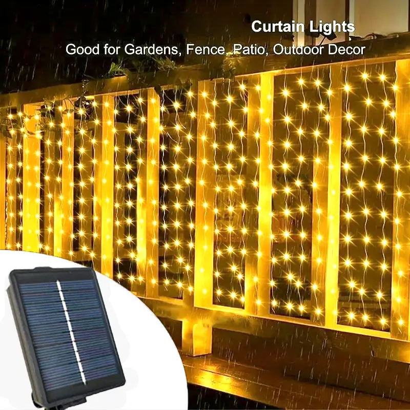 1 Pack Waterproof Solar Curtain String Lights - 8 Modes Fairy Light for Outdoor, Weddings, Party, Garden,Pavilio Christmas Decor
1 Pack Waterproof Solar Curtain String Lights - 8 Modes Fairy Light for Outdoor, Weddings, Party, Garden,Pavilio Christmas Decor