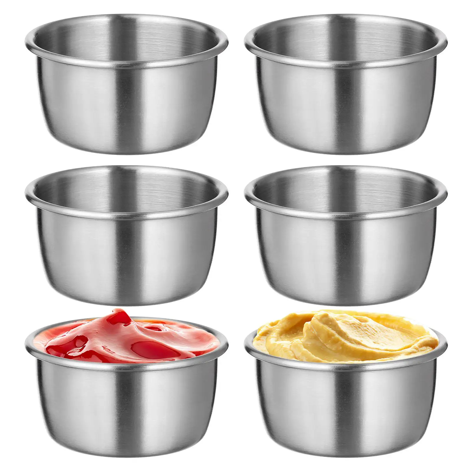 6 PCS Sauce Cups Reusable Stainless Steel Condiment Dipping Bowls Cutlery Container Seasoning
6 PCS Sauce Cups Reusable Stainless Steel Condiment Dipping Bowls Cutlery Container Seasoning
