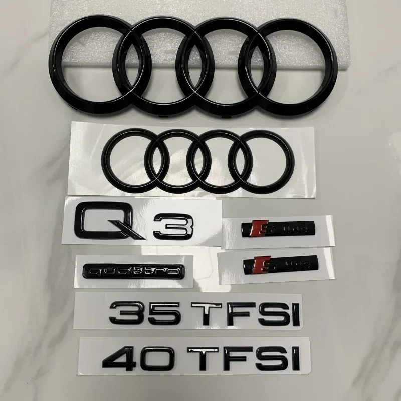 AUDI Q3 4 Ring Logo ABS Black 2017 Car Hood Front Grill Rear Trunk Emblem Badge Sticker Quattro Sline Q3 Accessory refit
AUDI Q3 4 Ring Logo ABS Black 2017 Car Hood Front Grill Rear Trunk Emblem Badge Sticker Quattro Sline Q3 Accessory refit