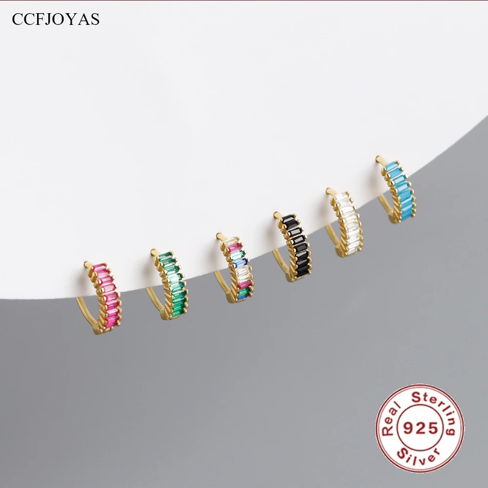 CCFJOYAS 7.8mm 925 Sterling Silver Multi-color Zircon Hoop Earrings European and American Ear Buckle Light Luxury Fine Jewelry
CCFJOYAS 7.8mm 925 Sterling Silver Multi-color Zircon Hoop Earrings European and American Ear Buckle Light Luxury Fine Jewelry