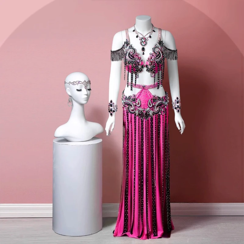 Belly Dance Competition Costume Hand Made Stones Bra and Long Skirt 2pcs Bellydancing Outfit Cusomzied Indian Oriental Dance Set
Belly Dance Competition Costume Hand Made Stones Bra and Long Skirt 2pcs Bellydancing Outfit Cusomzied Indian Oriental Dance Set