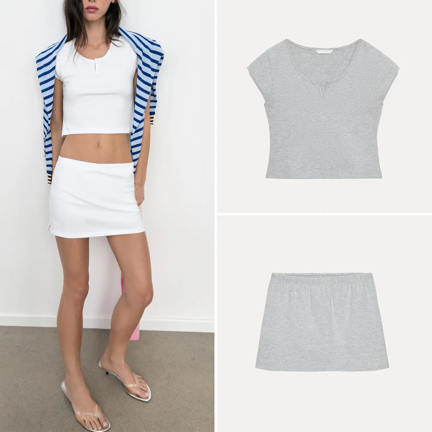 Women's Fashion Short Sleeve round Neck Slit Skirt Set Elastic Waist Spring Summer Outfit Two-Piece Set Zadata Brand
Women's Fashion Short Sleeve round Neck Slit Skirt Set Elastic Waist Spring Summer Outfit Two-Piece Set Zadata Brand