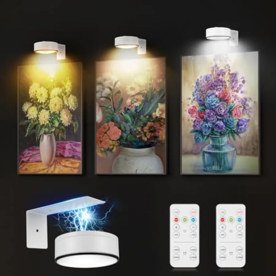 3Pcs Battery Picture Lights, Remote Painting Light for Art Disaplay, Magnetic Wall Picture Light Up/Down Light, Dimmable and Ti
3Pcs Battery Picture Lights, Remote Painting Light for Art Disaplay, Magnetic Wall Picture Light Up/Down Light, Dimmable and Ti