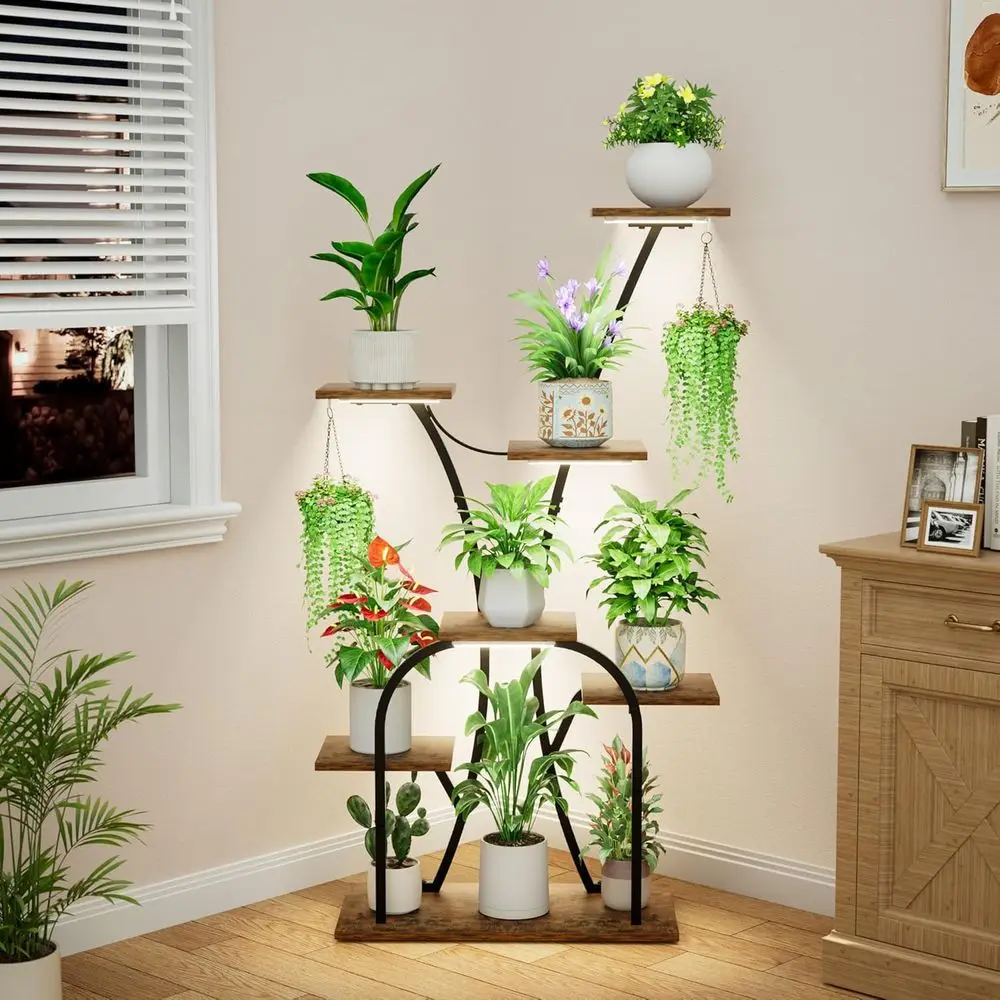 7-Tier Indoor Metal Plant Stand with Grow Lights, 50 Tall, Black for Living Room
7-Tier Indoor Metal Plant Stand with Grow Lights, 50 Tall, Black for Living Room