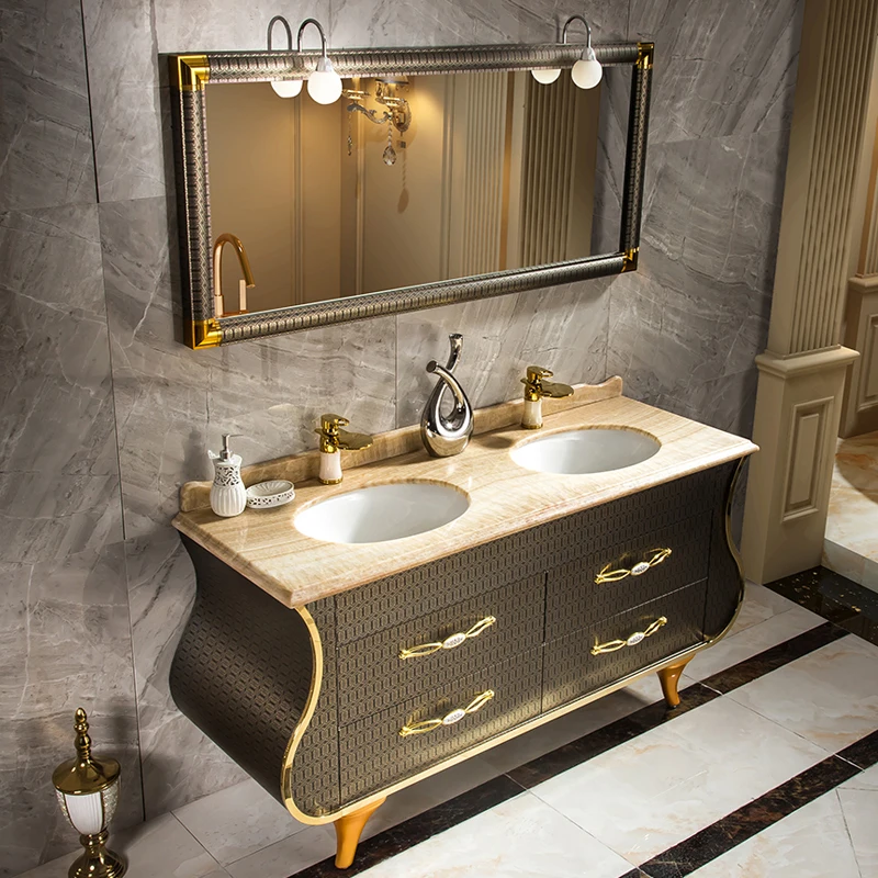 New Chinese stainless steel bathroom cabinet combination bathroom double basin floor cabinet washstand marble Nordic washbasin
New Chinese stainless steel bathroom cabinet combination bathroom double basin floor cabinet washstand marble Nordic washbasin