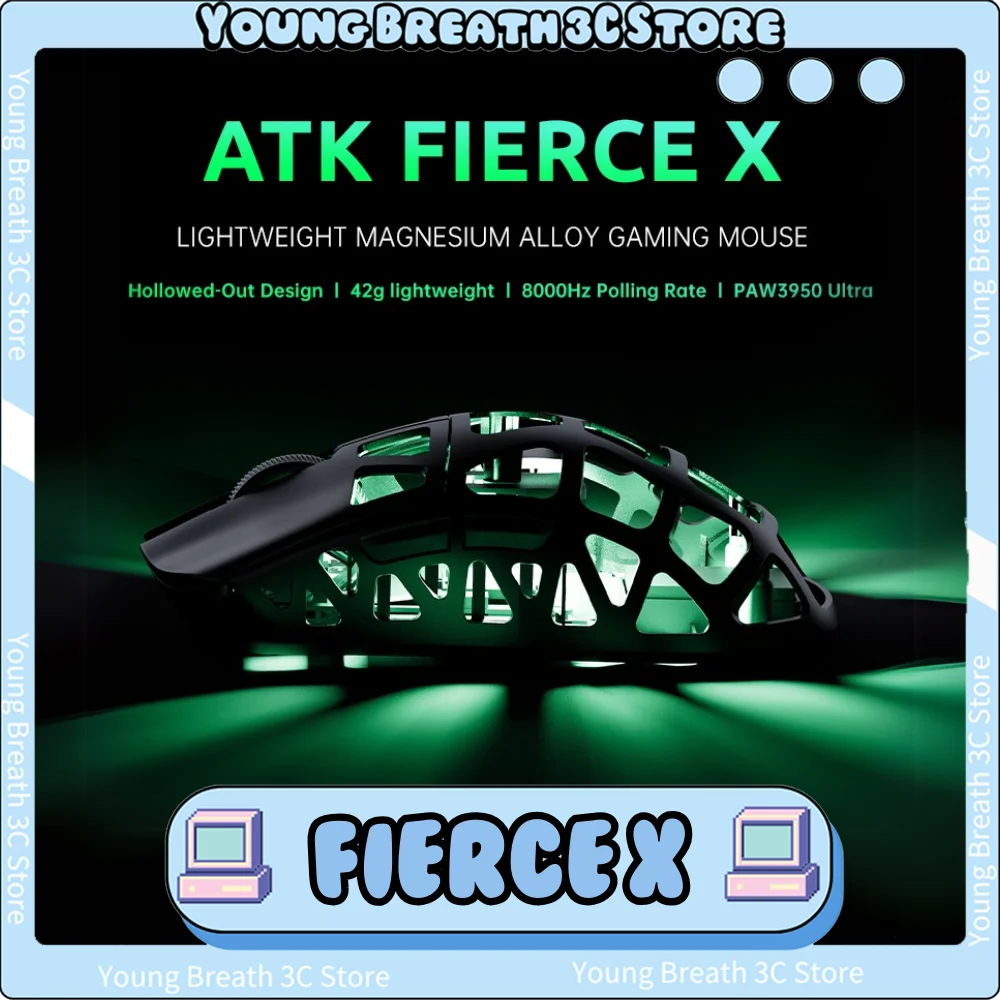 Мышь ATK FIERCE X PAW3950 Ультра двухрежимная беспроводная мышь 8K Легкие игровые мыши из магниевого сплава Пользовательские аксессуары для ПК Подарок
Мышь ATK FIERCE X PAW3950 Ультра двухрежимная беспроводная мышь 8K Легкие игровые мыши из магниевого сплава Пользовательские аксессуары для ПК Подарок