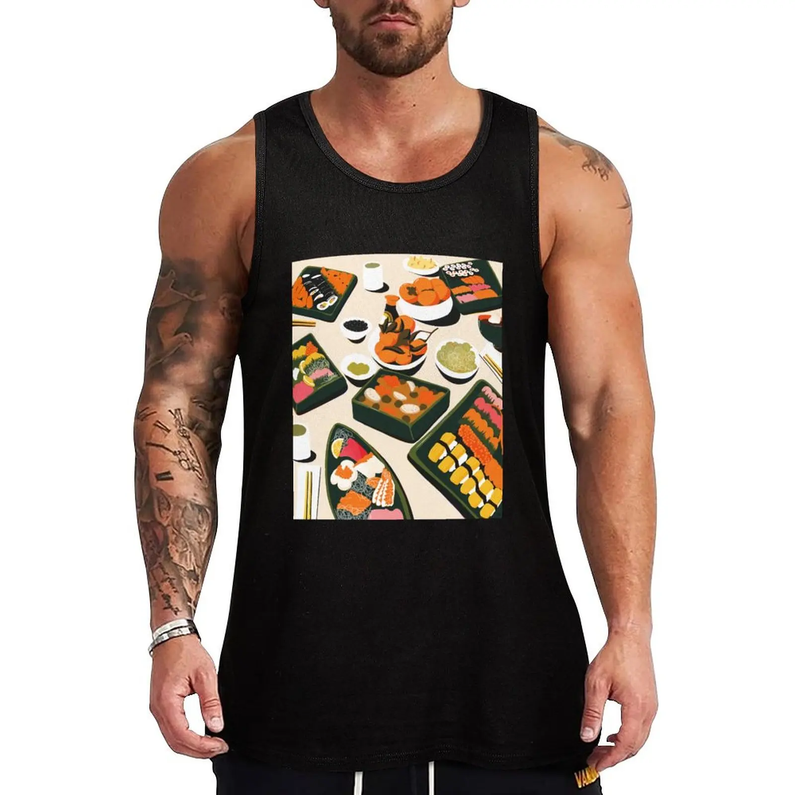 Osechi Tablescape Tank Top Sports clothing sleeveless T-shirt man Men's gym articles
Osechi Tablescape Tank Top Sports clothing sleeveless T-shirt man Men's gym articles