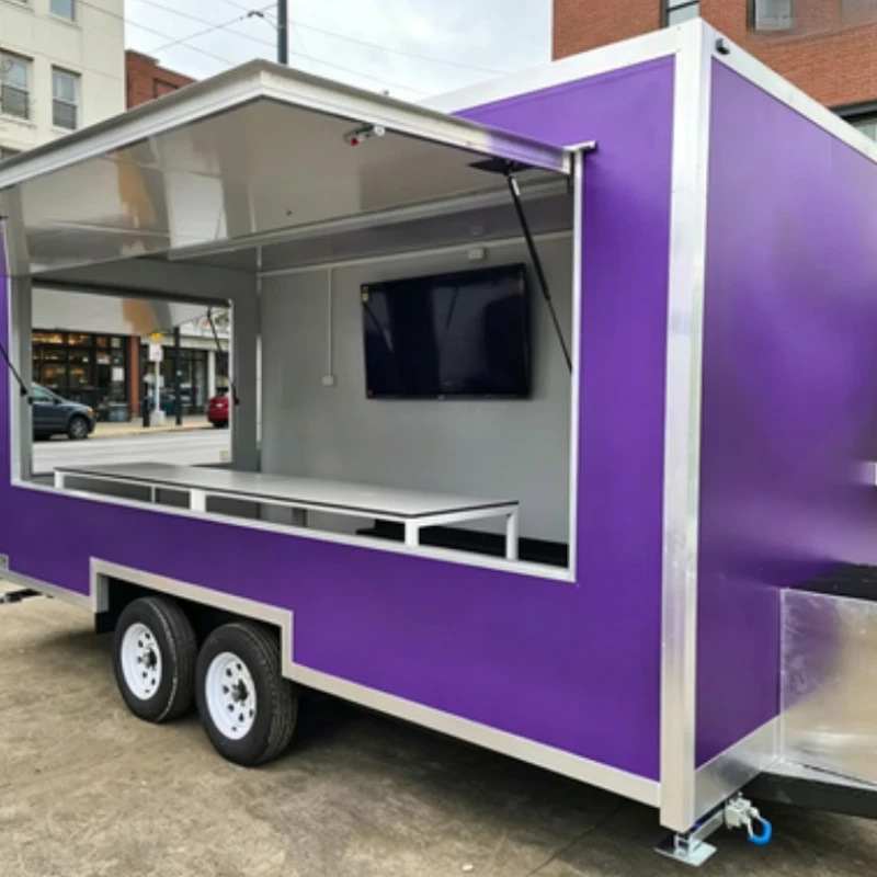 Concession Trailer Mobile Cart Truck Full Kitchen Service Window for Coffee Ice Cream Lemonade Business Food Trailer Customized
Concession Trailer Mobile Cart Truck Full Kitchen Service Window for Coffee Ice Cream Lemonade Business Food Trailer Customized