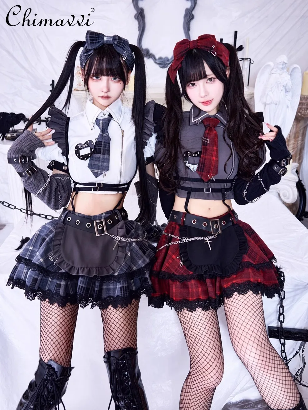 Japanese Mine College Style Girl Sleeve Tie Top Plaid Headband Skirt 2025 Summer New Punk Style Dark Girl Cos 5 Piece Set
Japanese Mine College Style Girl Sleeve Tie Top Plaid Headband Skirt 2025 Summer New Punk Style Dark Girl Cos 5 Piece Set