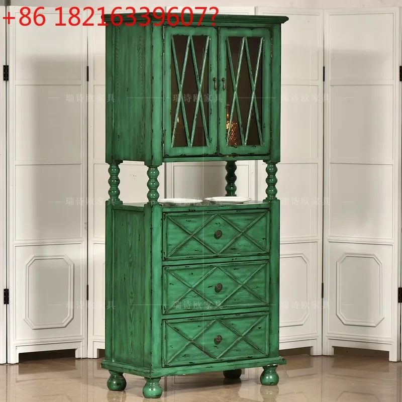 American country dining side wine cabinet living room storage decorative cabinet vertical sofa side light luxury style
American country dining side wine cabinet living room storage decorative cabinet vertical sofa side light luxury style