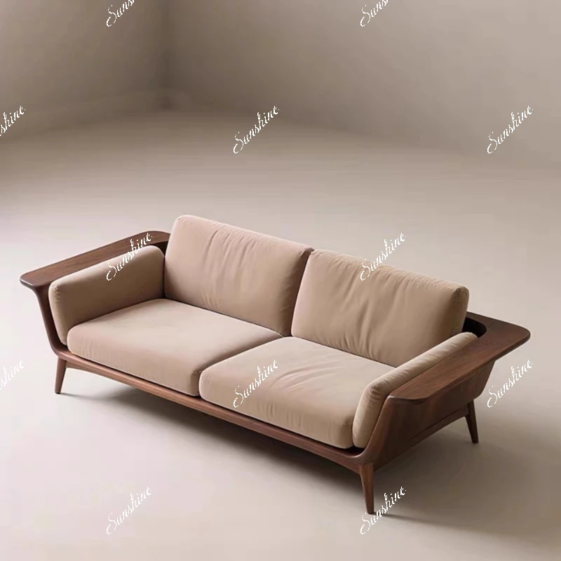 Solid wood sofa, living room reception three-person fabric sofa
Solid wood sofa, living room reception three-person fabric sofa