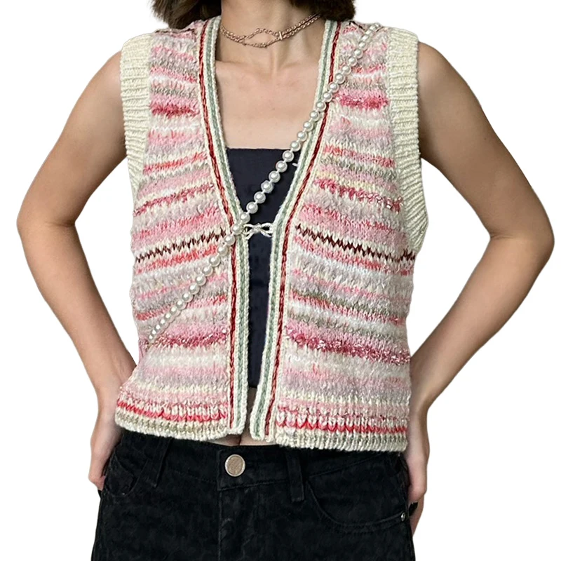 24 Early Autumn New Style Bow Letter Hook Buckle Contrasting Stripesd Colorful Yarn V Neck Knitted Vest Top for Women
24 Early Autumn New Style Bow Letter Hook Buckle Contrasting Stripesd Colorful Yarn V Neck Knitted Vest Top for Women