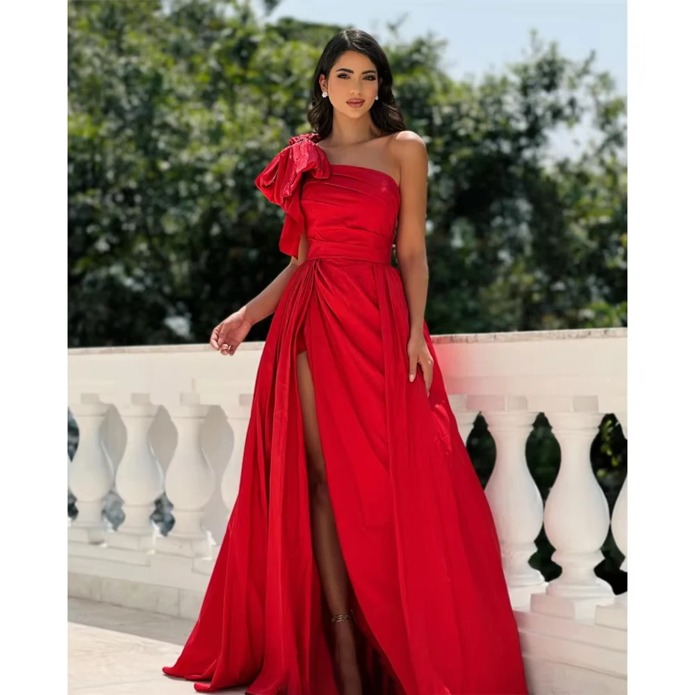 Red One Shoulder Party Dresses for Special Occasions Customized Ball Gowns with Bow Taffeta Luxury Evening Dress Prom Dress 2025
Red One Shoulder Party Dresses for Special Occasions Customized Ball Gowns with Bow Taffeta Luxury Evening Dress Prom Dress 2025