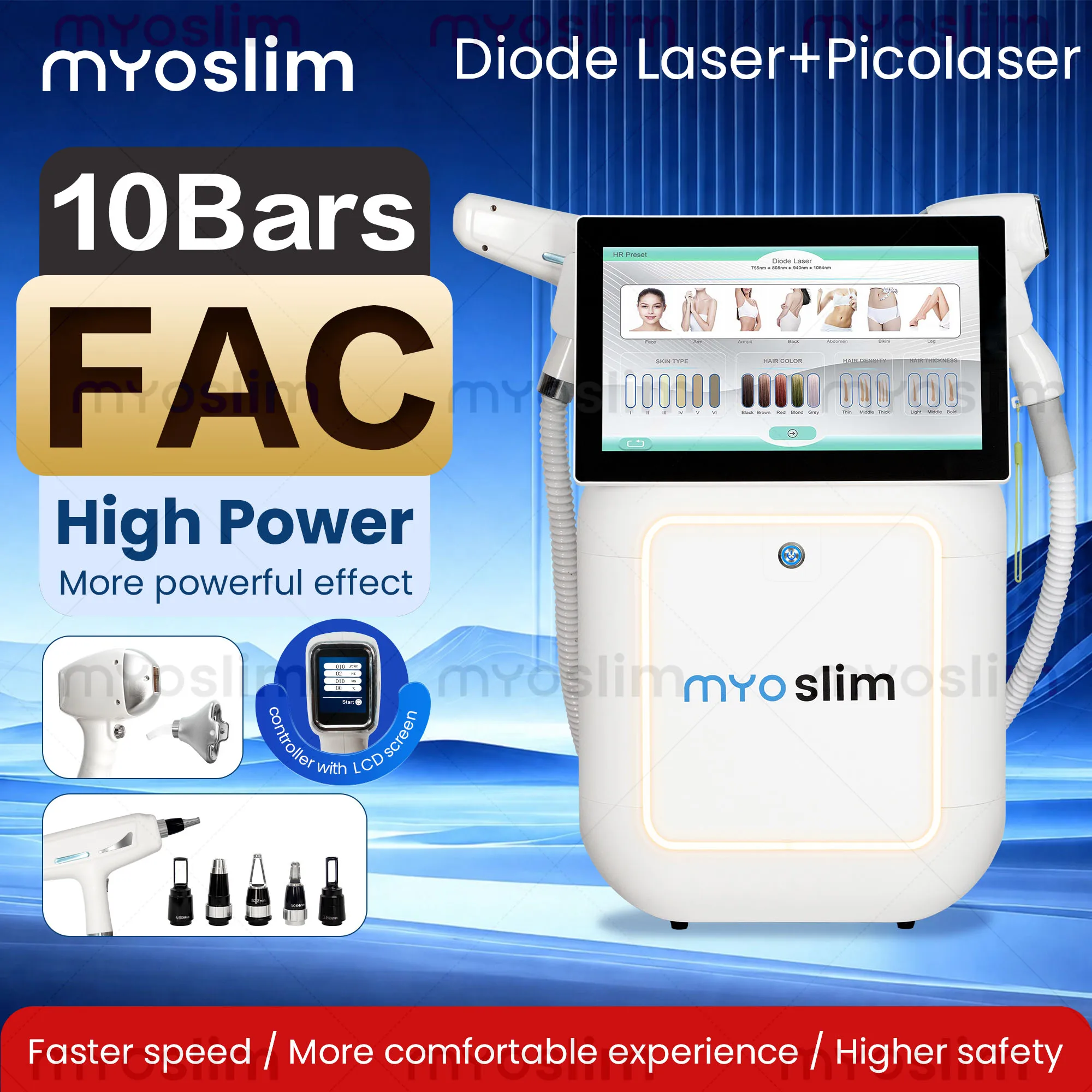 Diode Laser 4 Wavelength Hair Removal Machine 2 in 1 5000w ND YAG Pico Q Switch Skin Care Machine Permanent Painless Epilation
Diode Laser 4 Wavelength Hair Removal Machine 2 in 1 5000w ND YAG Pico Q Switch Skin Care Machine Permanent Painless Epilation