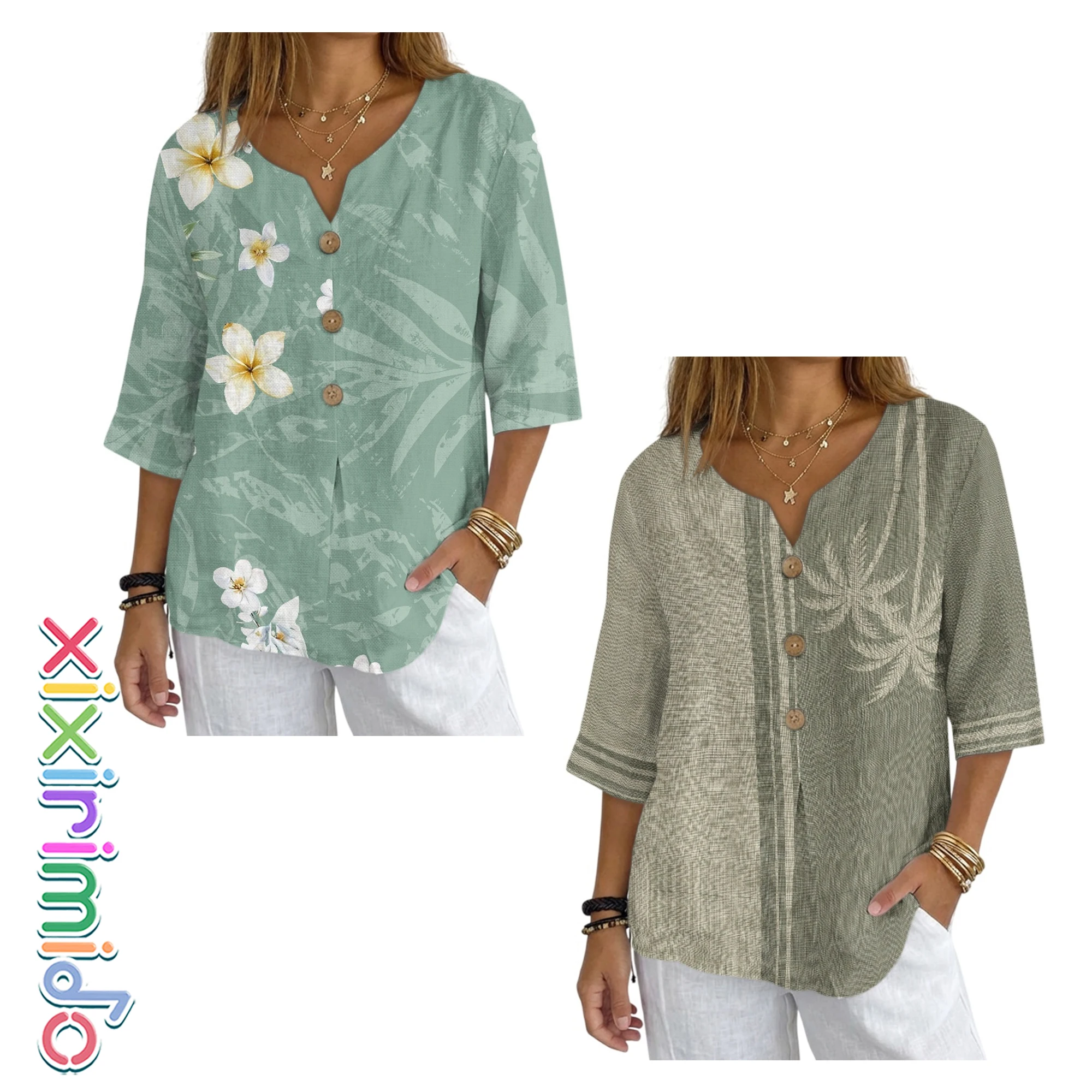 XIXIRIMIDO Summer Womens Linen Tops V-Neck Button vintage Short-Sleeved Shirt Casual Beach Style Hawaiian Vacation Clothes 2026
XIXIRIMIDO Summer Womens Linen Tops V-Neck Button vintage Short-Sleeved Shirt Casual Beach Style Hawaiian Vacation Clothes 2026