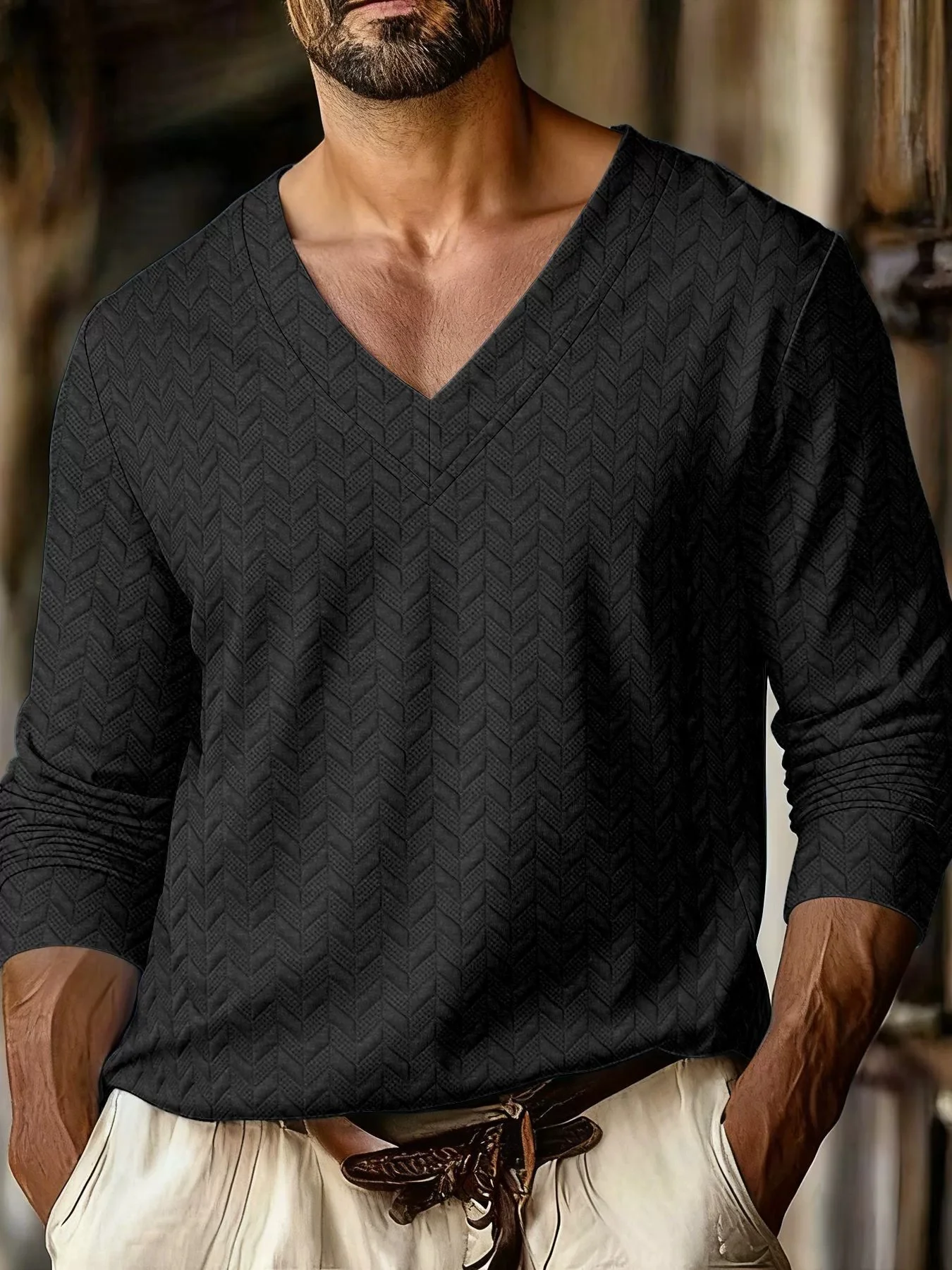 Spring and autumn new style men's casual fashionable long-sleeved sports shirt, retro and comfortable V-neck pullover shirt
Spring and autumn new style men's casual fashionable long-sleeved sports shirt, retro and comfortable V-neck pullover shirt