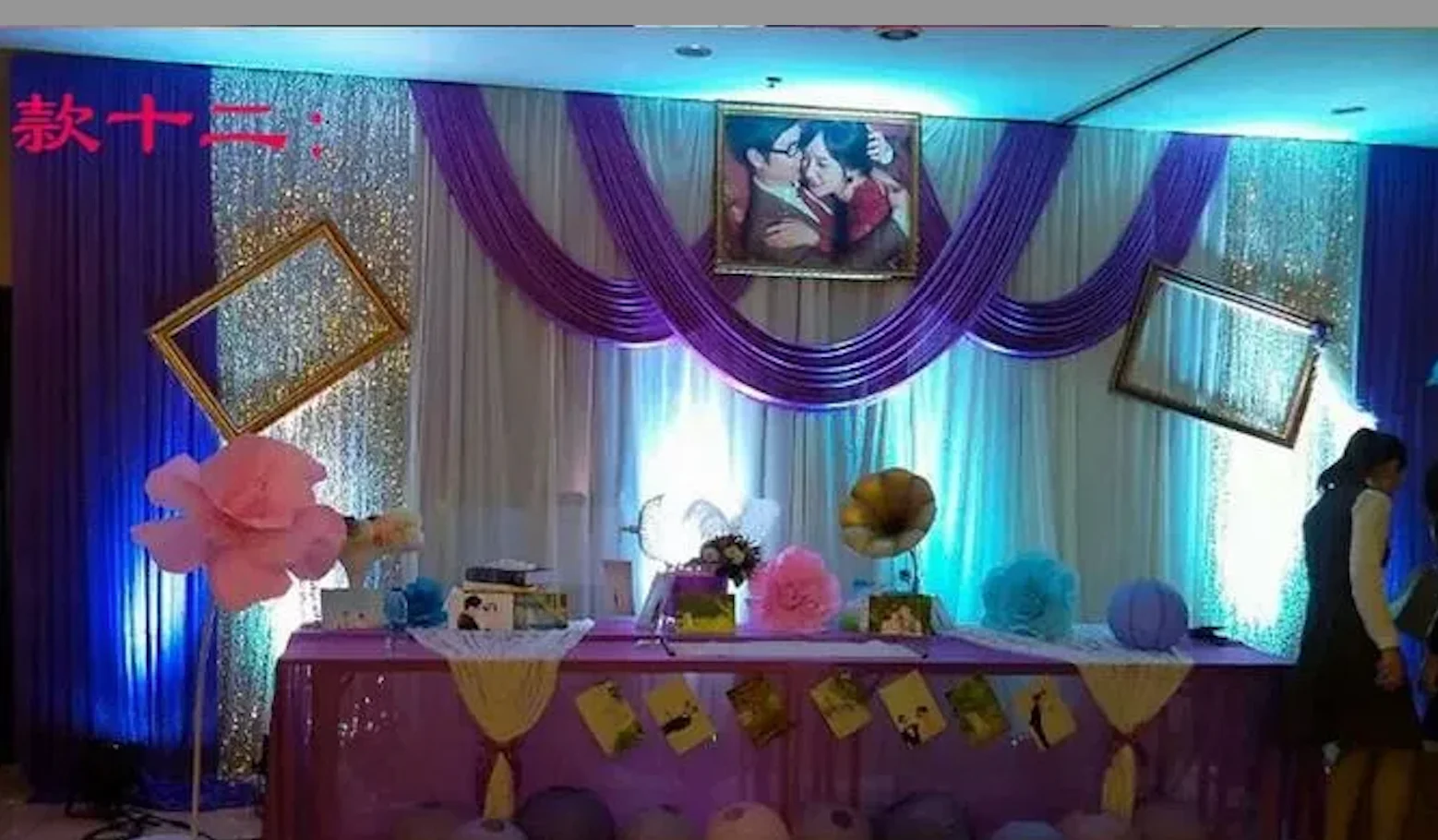 White Wedding Backdrop Curtain With Purple Swags Backdrop Ice Silk Stage Curtains Event Party Drapery Decoration 3X6M/10X20FT
White Wedding Backdrop Curtain With Purple Swags Backdrop Ice Silk Stage Curtains Event Party Drapery Decoration 3X6M/10X20FT
