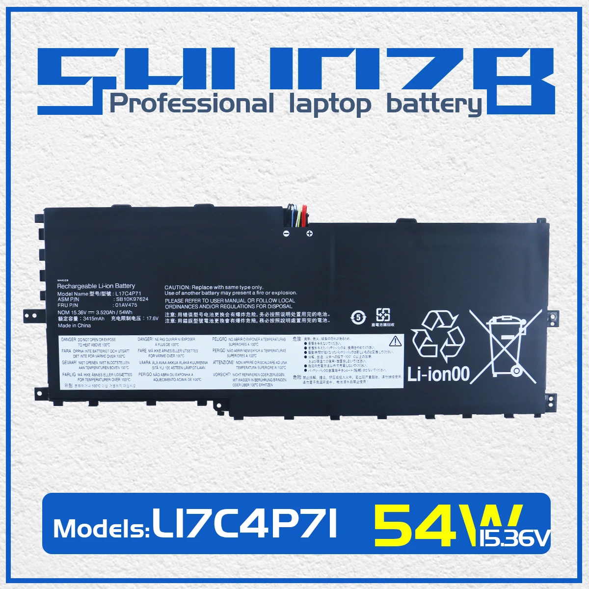 Аккумулятор SHUOZB L17C4P71 для ноутбука Lenovo L17M4P71 L17M4P73 01AV474 01AV475 01AV499 ThinkPad X1 Yoga 2018 54WH 3520 мАч
Аккумулятор SHUOZB L17C4P71 для ноутбука Lenovo L17M4P71 L17M4P73 01AV474 01AV475 01AV499 ThinkPad X1 Yoga 2018 54WH 3520 мАч