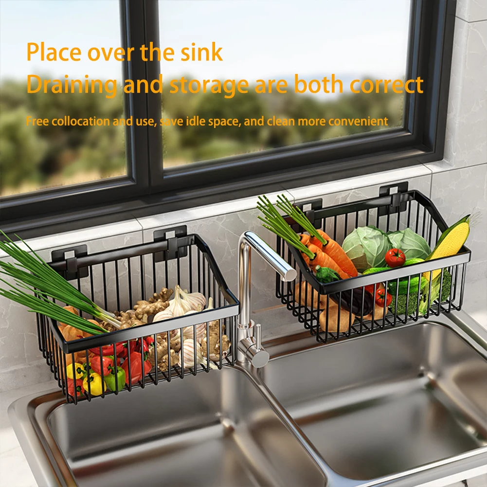 Kitchen Storage Basket Wall Hanging Sink Fruit Vegetable Draining Rack Stainless Steel Spice Holder Kitchen Supplies Organizer
Kitchen Storage Basket Wall Hanging Sink Fruit Vegetable Draining Rack Stainless Steel Spice Holder Kitchen Supplies Organizer