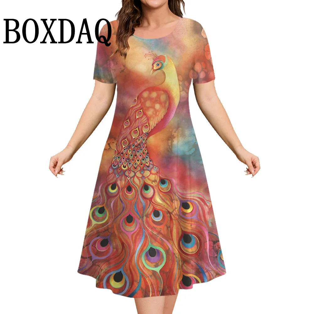 2025 Women's Dresses Phoenix Print Elegant Vintage Female Short Sleeve Dress Fashion Loose Oversized Clothes Summer Animal Dress
2025 Women's Dresses Phoenix Print Elegant Vintage Female Short Sleeve Dress Fashion Loose Oversized Clothes Summer Animal Dress