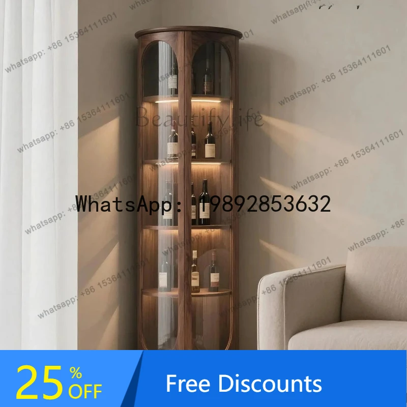 LL Black walnut glass wine cabinet Modern light luxury double door display cabinet Living room solid wood round decoration
LL Black walnut glass wine cabinet Modern light luxury double door display cabinet Living room solid wood round decoration