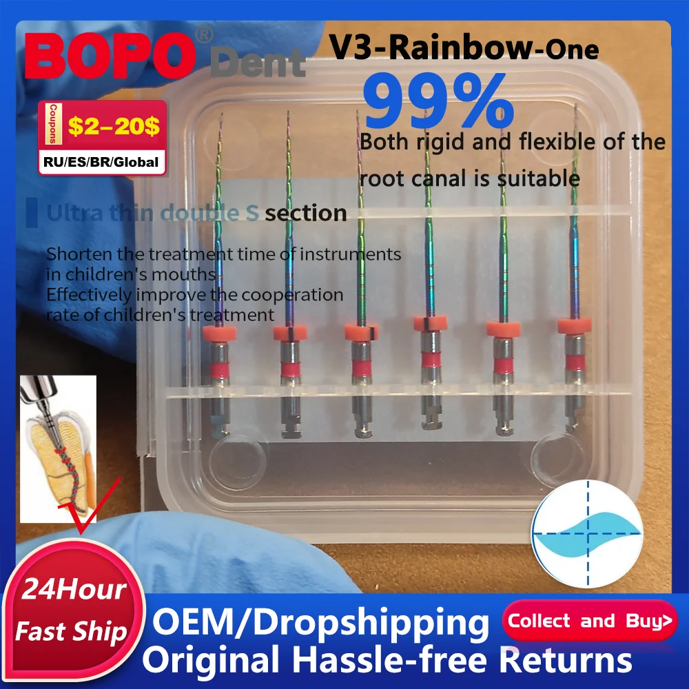 Wholesale Double S-shaped Rainbow One Files Heat Activated NiTi Rotary Engine File Dental Endodontic Tool 2004#Veterinary Clinic
Wholesale Double S-shaped Rainbow One Files Heat Activated NiTi Rotary Engine File Dental Endodontic Tool 2004#Veterinary Clinic