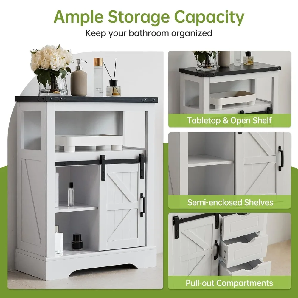 Bathroom Floor Cabinet, Rustic Storage Cabinet with Sliding Barn Door & Convenient Storage Drawers,Customized
Bathroom Floor Cabinet, Rustic Storage Cabinet with Sliding Barn Door & Convenient Storage Drawers,Customized