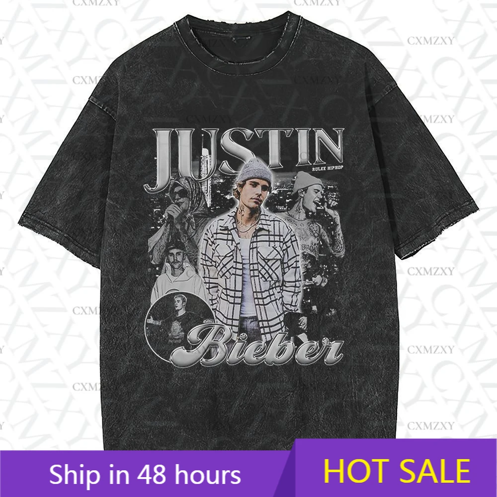 Vintage done old washed American street hip hop short sleeve male and female loose rapper print
Vintage done old washed American street hip hop short sleeve male and female loose rapper print