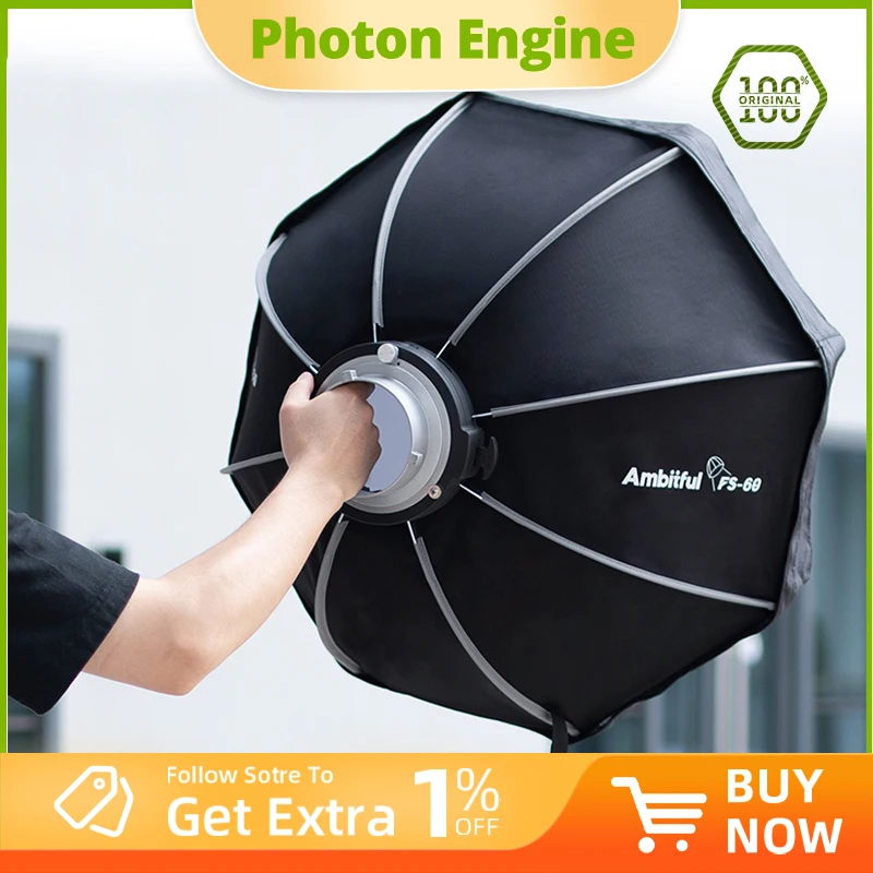 AMBITFUL FS Series FS40cm/60cm/80cm Quick-Setup OctagonSoftbox Bowens Mount for Godox Aputure Sokani Studio LED Video Light
AMBITFUL FS Series FS40cm/60cm/80cm Quick-Setup OctagonSoftbox Bowens Mount for Godox Aputure Sokani Studio LED Video Light