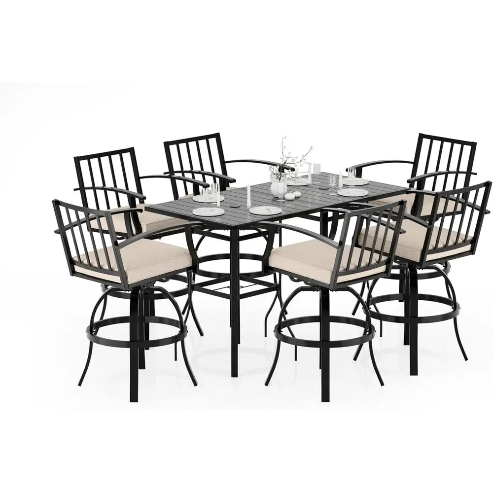 8-Piece Weather-Resistant Outdoor Swivel Bar Stools Set with High Top Patio Table and Chairs
8-Piece Weather-Resistant Outdoor Swivel Bar Stools Set with High Top Patio Table and Chairs
