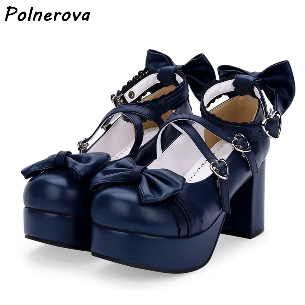 Sweet Lolita Bow Platform Pumps Mary Jane Cross Strap Heart Buckle Chunky Heel Shoes Women's Sweet Solid Shallow Shoes
Sweet Lolita Bow Platform Pumps Mary Jane Cross Strap Heart Buckle Chunky Heel Shoes Women's Sweet Solid Shallow Shoes