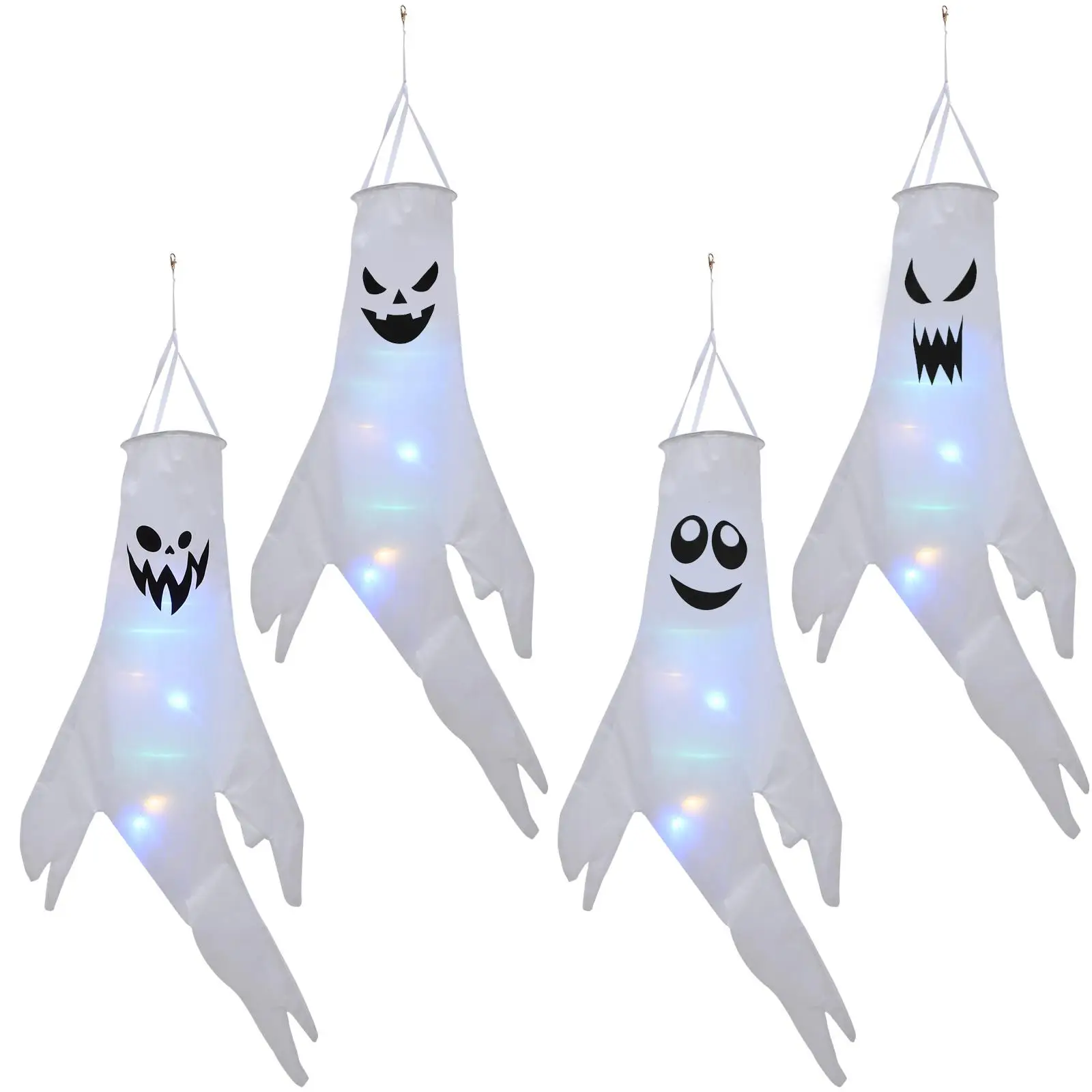 4 Pcs Glowing Ghost Flag Lightweight Polyester Halloween Windsock Decoration Outdoor Door Hanging SocksHaunted House Supply
4 Pcs Glowing Ghost Flag Lightweight Polyester Halloween Windsock Decoration Outdoor Door Hanging SocksHaunted House Supply