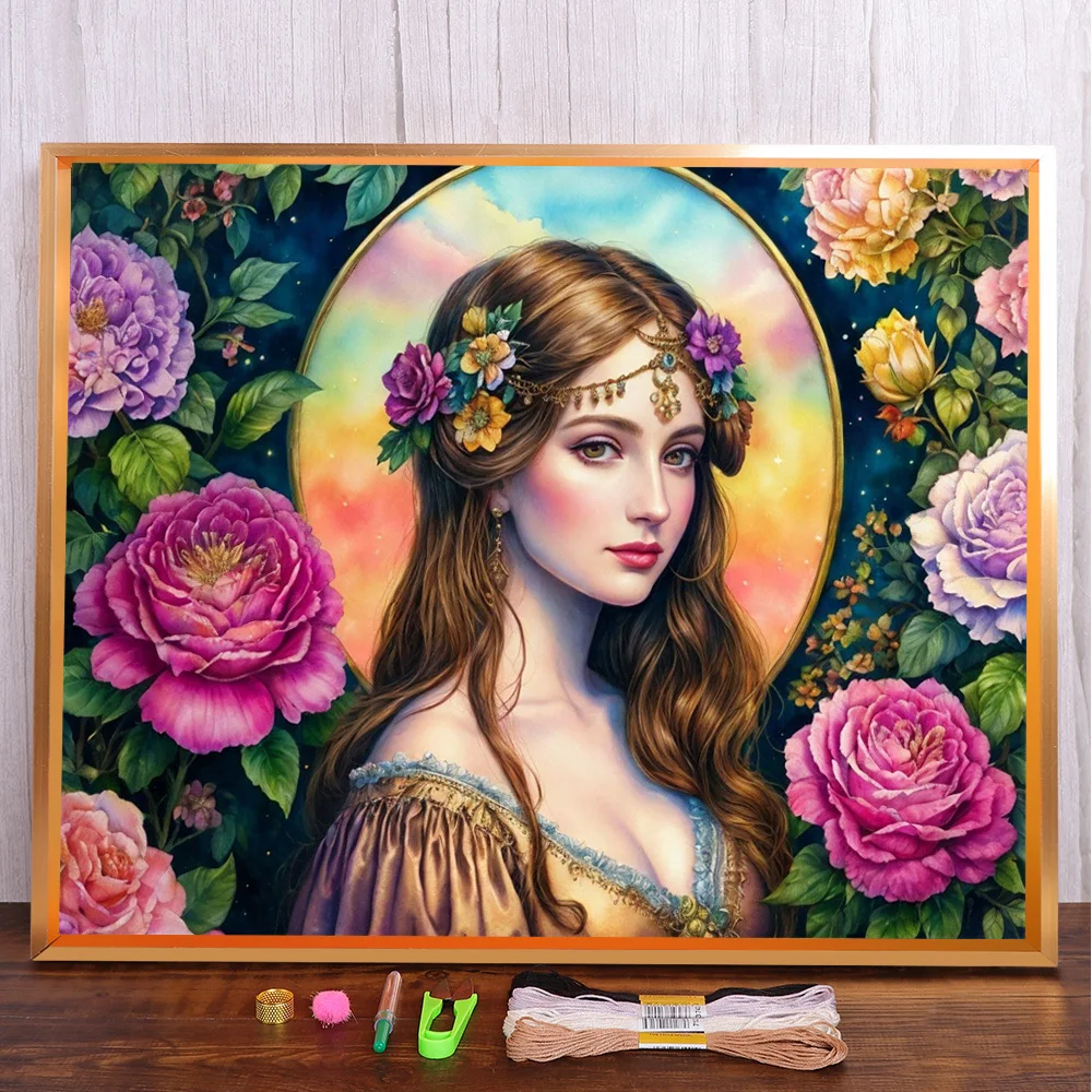 Portrait Girl Flowers Cross-Stitch DIY Embroidery Full Kit Handicraft Craft Handiwork Knitting Design Wholesale Promotions
Portrait Girl Flowers Cross-Stitch DIY Embroidery Full Kit Handicraft Craft Handiwork Knitting Design Wholesale Promotions