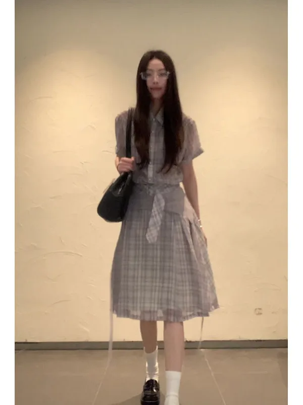 Комплект из двух предметов для колледжа, женский летний воротник в клетку ort Sve, утягивающий галстук с высокой талией, юбка, модный ансамбль
Комплект из двух предметов для колледжа, женский летний воротник в клетку ort Sve, утягивающий галстук с высокой талией, юбка, модный ансамбль