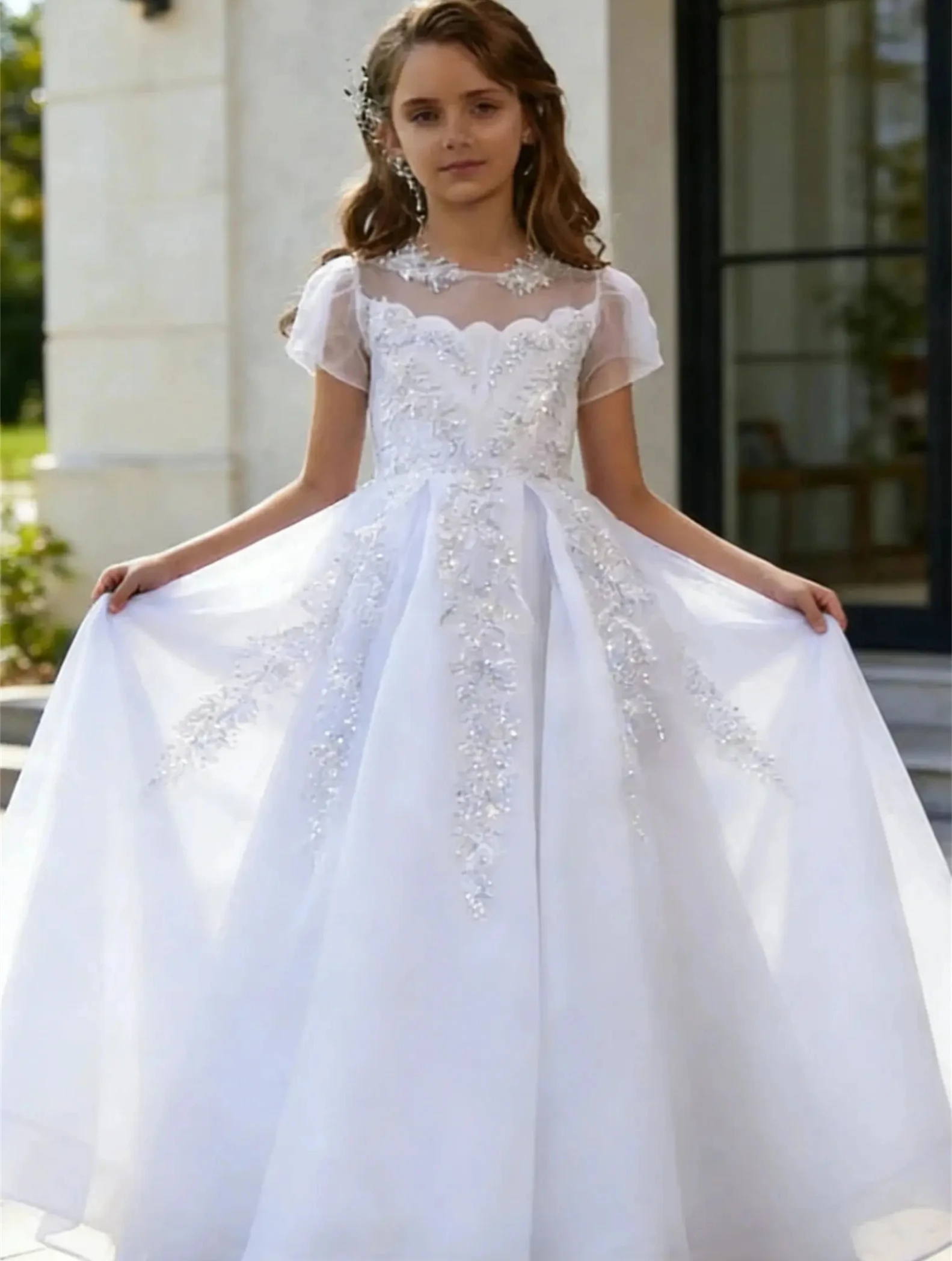 Customized New Flower Girl Dress For Wedding Appliques High Waist Floor Length Elegant Kids Birthday Party First Communion Gown
Customized New Flower Girl Dress For Wedding Appliques High Waist Floor Length Elegant Kids Birthday Party First Communion Gown