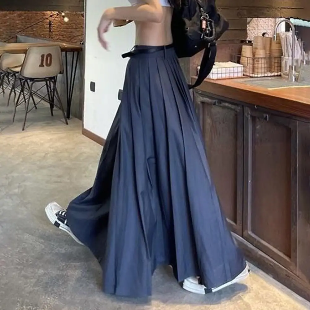 High Waist Maxi Skirt Elegant A-line Pleated Skirt High-waisted Elastic Waistband Large Hem Pockets Summer Streetwear for Women
High Waist Maxi Skirt Elegant A-line Pleated Skirt High-waisted Elastic Waistband Large Hem Pockets Summer Streetwear for Women