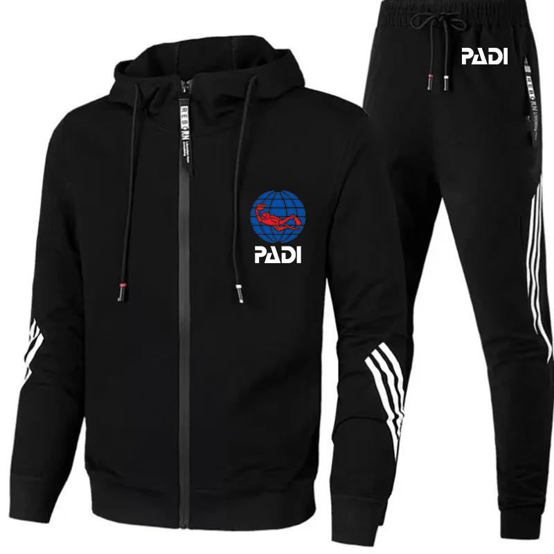 New spring and autumn men's scuba driver Padi Logo printed 6-color striped sweatpants+popular zipper hoodie sports suit
New spring and autumn men's scuba driver Padi Logo printed 6-color striped sweatpants+popular zipper hoodie sports suit