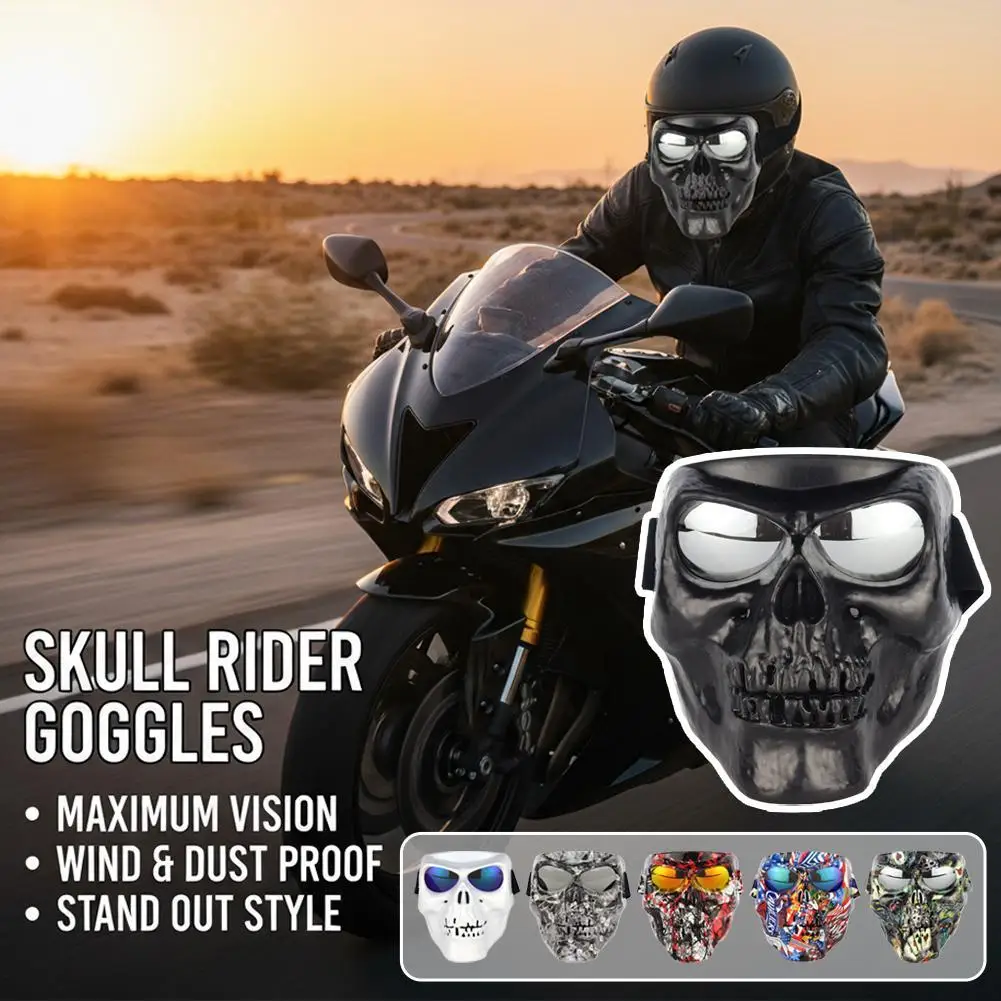 Cool Skull Motorcycle Mask with Detachable Goggles Windproof Motocross Face Shield for Open Face Helmet Casque Biker Gear
Cool Skull Motorcycle Mask with Detachable Goggles Windproof Motocross Face Shield for Open Face Helmet Casque Biker Gear