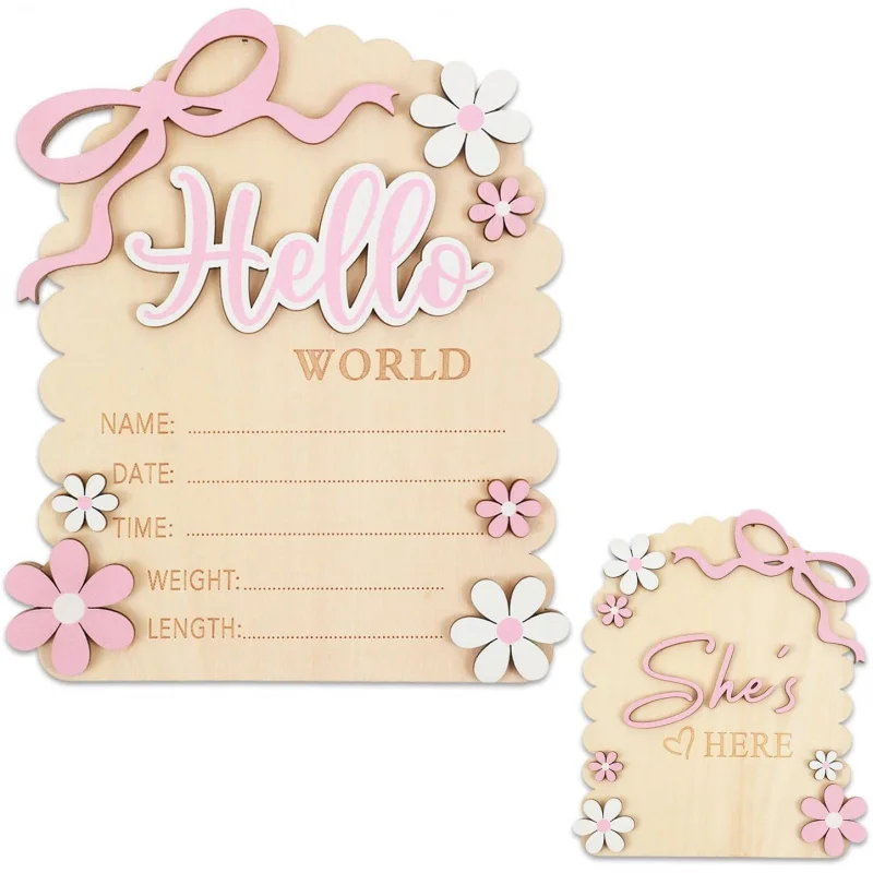 Personalized Hello World Newborn Name Sign with bow design, ideal for hospital birth announcement. Perfect photo prop for baby b
Personalized Hello World Newborn Name Sign with bow design, ideal for hospital birth announcement. Perfect photo prop for baby b