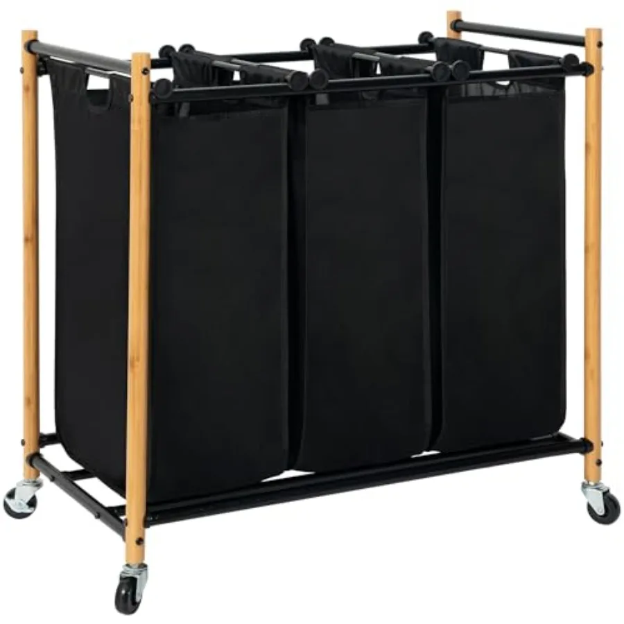 Laundry Sorter 5.9 Gal 16 L Laundry Hamper Cart with Heavy Duty Rolling Lockable Wheels and Removable Bags Clothes Organizer Ba
Laundry Sorter 5.9 Gal 16 L Laundry Hamper Cart with Heavy Duty Rolling Lockable Wheels and Removable Bags Clothes Organizer Ba