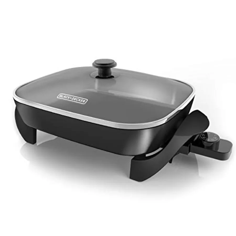 BLACK+DECKER Electric Skillet Variable Temperature Control Nonstick Cooking Surface Dishwasher Safe Tempered Glass Lid 12"x15"
BLACK+DECKER Electric Skillet Variable Temperature Control Nonstick Cooking Surface Dishwasher Safe Tempered Glass Lid 12"x15"