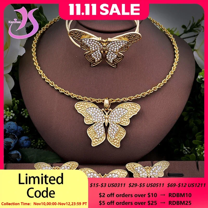 Elegant Butterfly Jewelry Set Luxury Zircon Necklace Bracelet Earring Ring Set African Dubai Gold Color Jewellery Wedding Gifts
Elegant Butterfly Jewelry Set Luxury Zircon Necklace Bracelet Earring Ring Set African Dubai Gold Color Jewellery Wedding Gifts