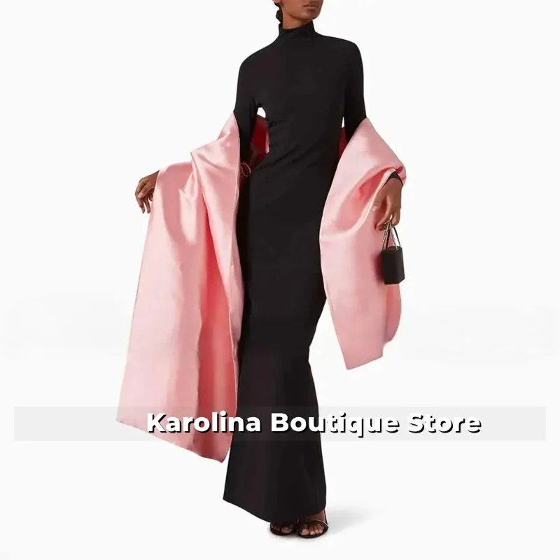 Black Evening Dress with Pink Shawl High Collar Long Sleeves Modest Evening Gowns for Women 2025 Ankle Length Column Formal Gown
Black Evening Dress with Pink Shawl High Collar Long Sleeves Modest Evening Gowns for Women 2025 Ankle Length Column Formal Gown