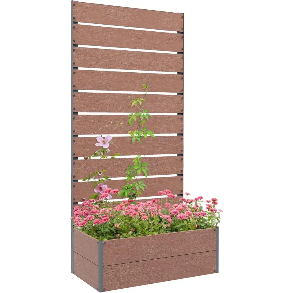 Brown Outdoor Patio Deck Planter Box with Trellis, Self-Draining, 28.25 x 15 x 59
Brown Outdoor Patio Deck Planter Box with Trellis, Self-Draining, 28.25 x 15 x 59