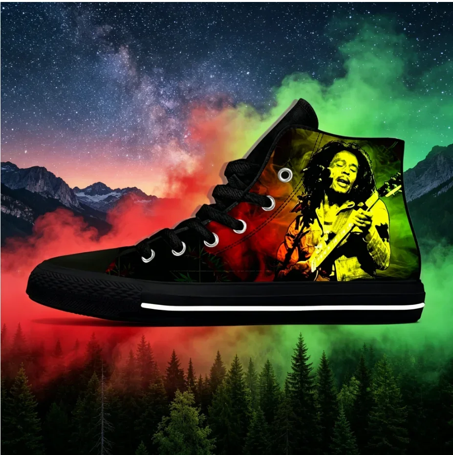 Bob Marley Art Design High Top Sneakers Abstract Reggae Print Comfortable Unisex Street Walking Footwear
Bob Marley Art Design High Top Sneakers Abstract Reggae Print Comfortable Unisex Street Walking Footwear