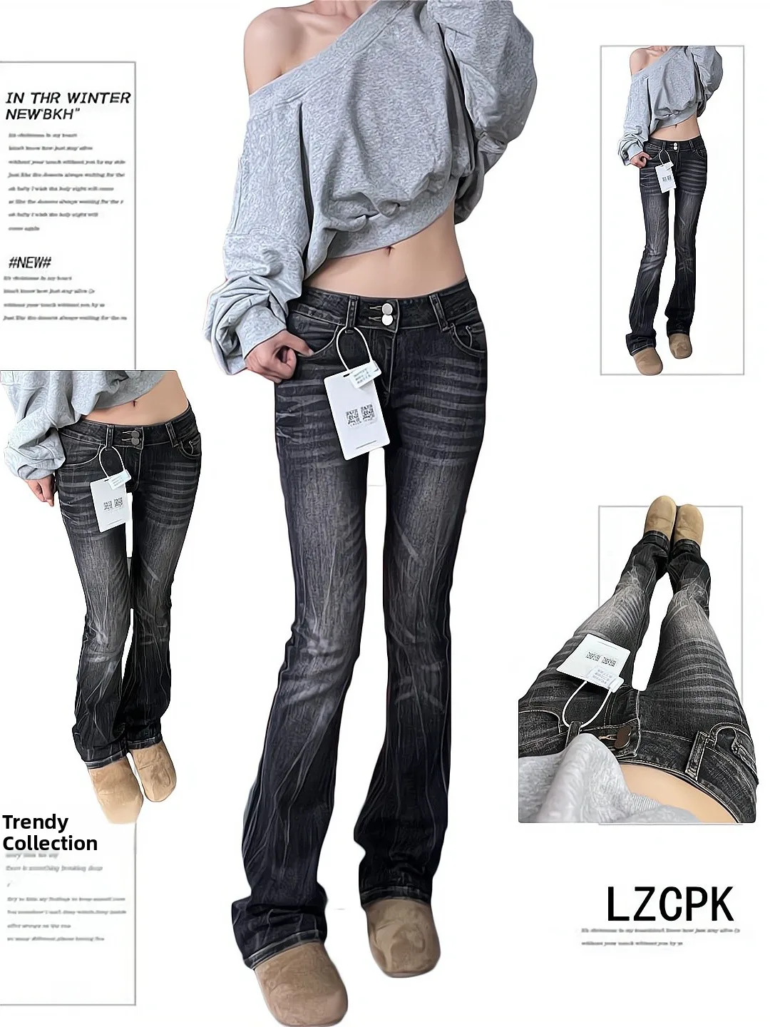 Retro American Y2K Bla Bell Bot Jeans Women's Slimming High Waist Long Pants Asymmetric Commute Sle Korean Faion
Retro American Y2K Bla Bell Bot Jeans Women's Slimming High Waist Long Pants Asymmetric Commute Sle Korean Faion