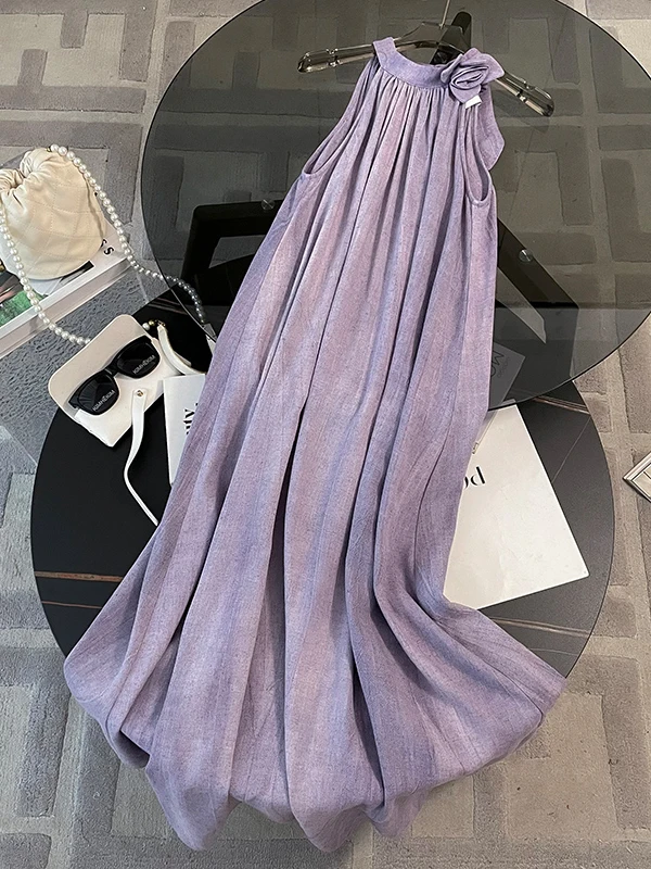 Elegant Purple Sleeveless Dress Women's Summer Fashion Slimming A-Line Gown Natural Waist round Neck Long Skirt Single Piece
Elegant Purple Sleeveless Dress Women's Summer Fashion Slimming A-Line Gown Natural Waist round Neck Long Skirt Single Piece